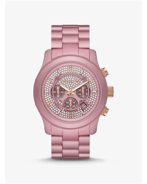 michael kors watch pink pave|Limited Edition Oversized Runway Pavé Pink.